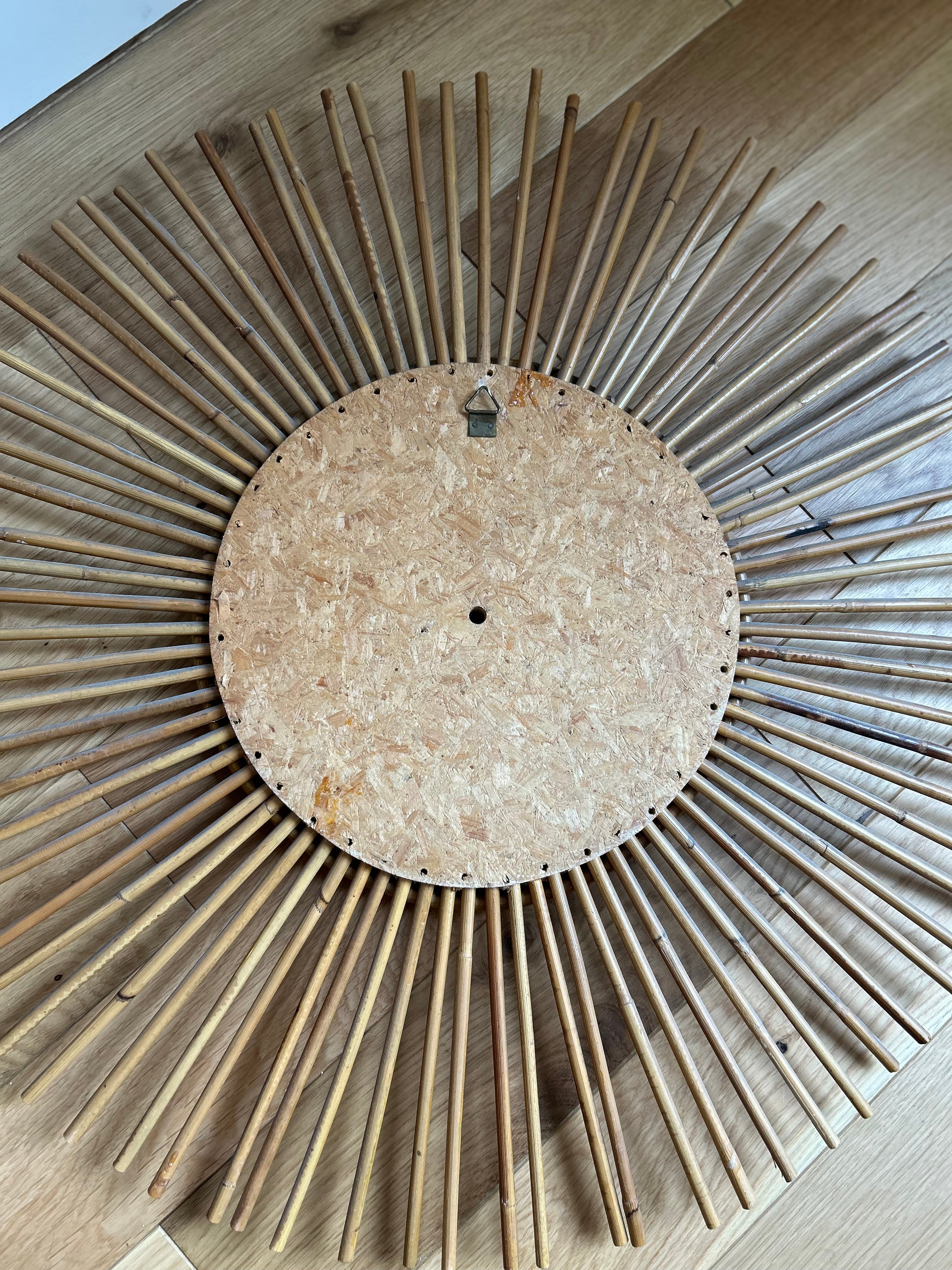 Miroir soleil en rotin