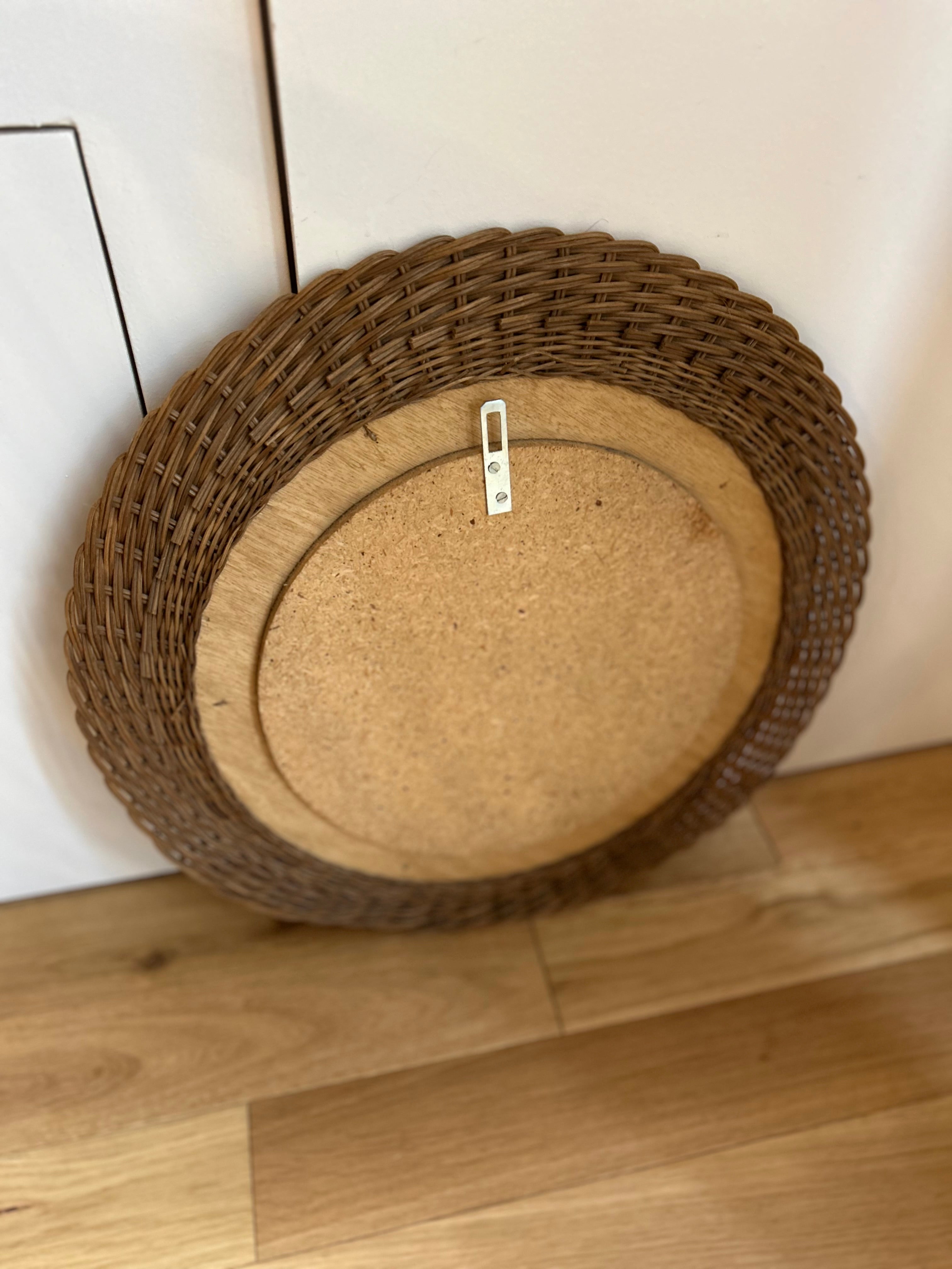 Miroir rond en osier