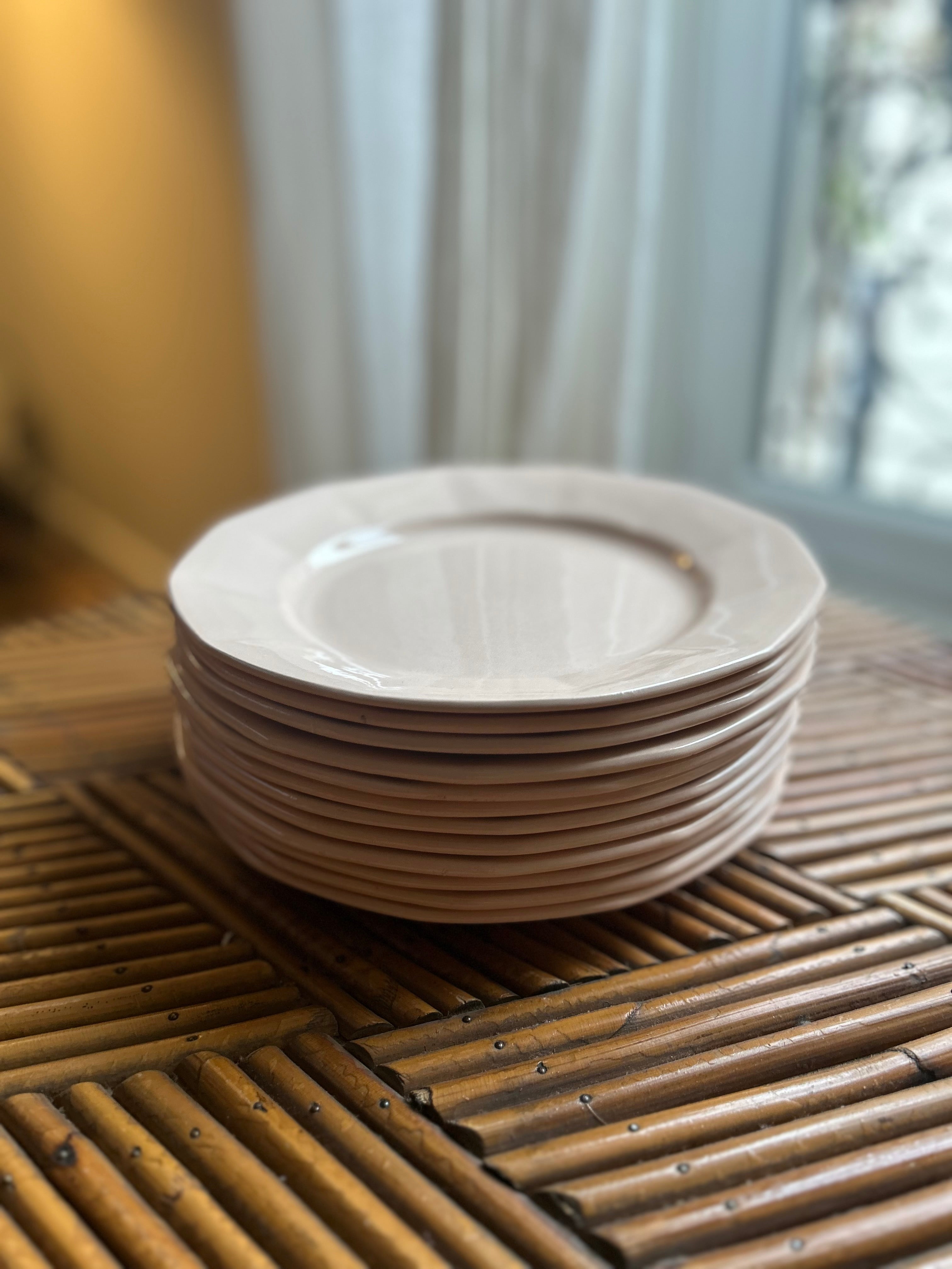 Service de 12 assiettes rose poudré Digoin Sarreguemines