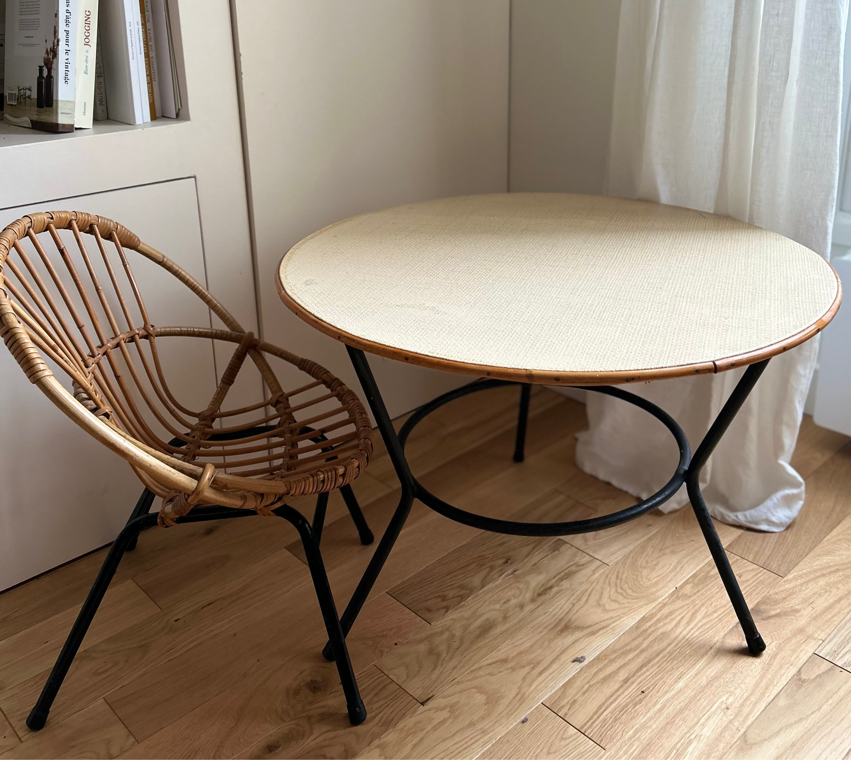 Ensemble table et chaise en rotin pour enfants