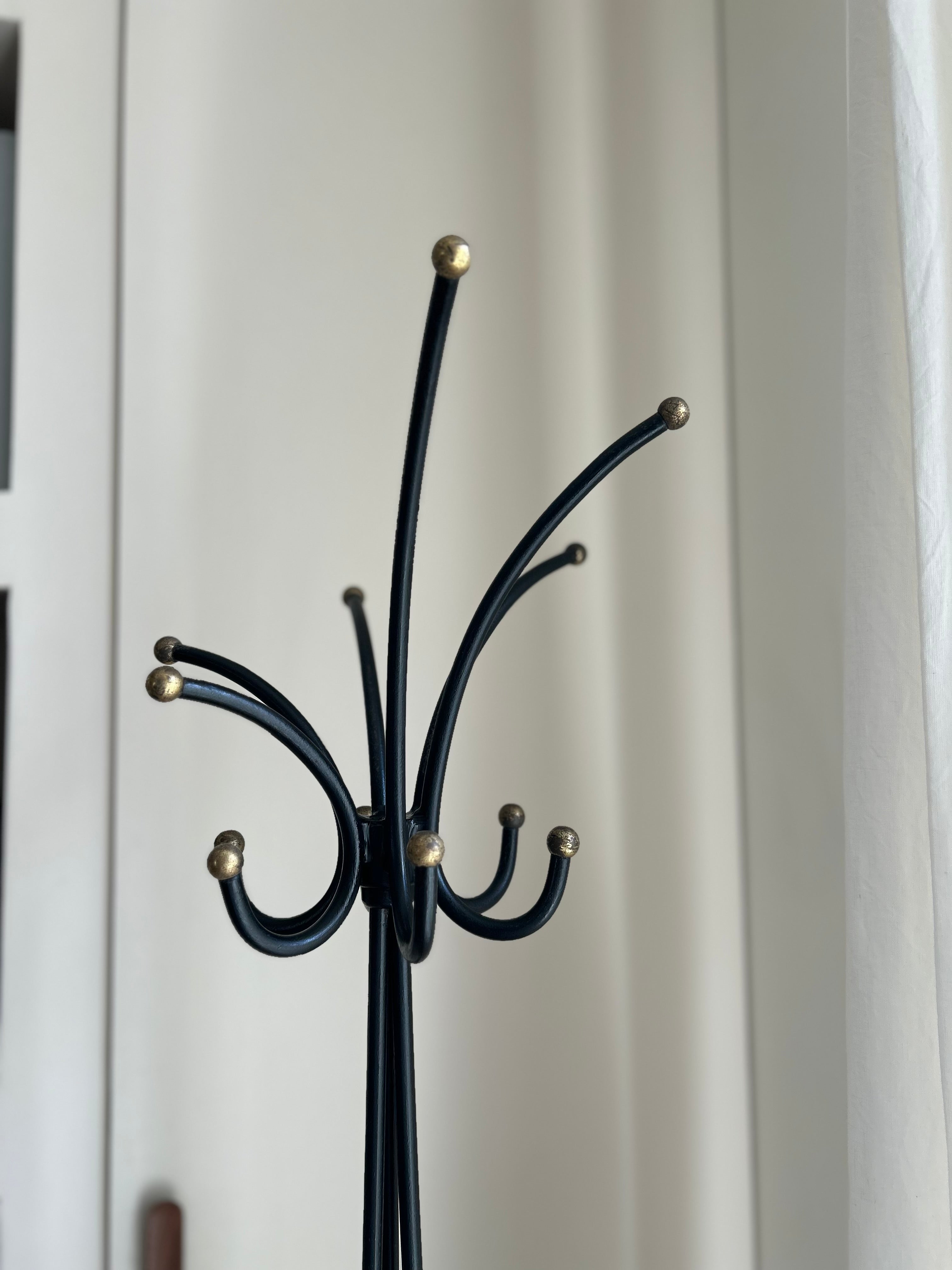 Porte-manteaux fer noir et doré, Art Déco